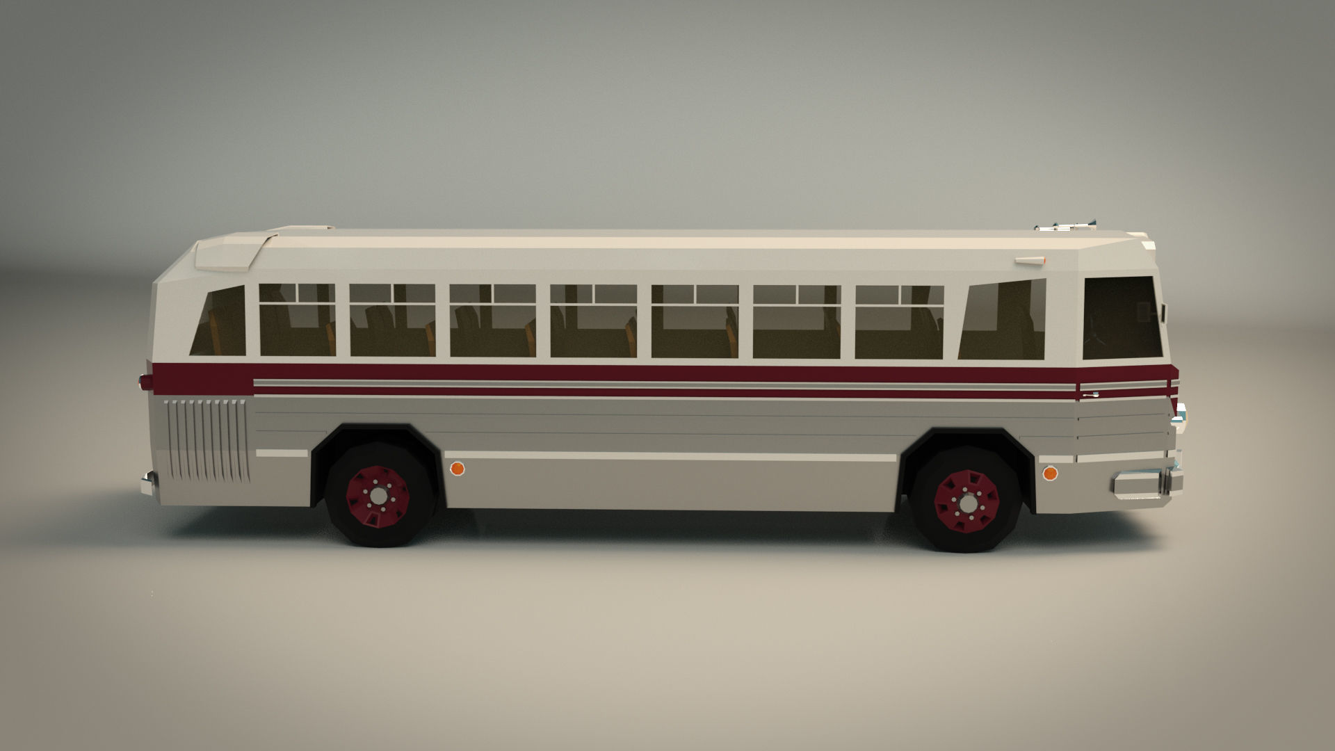 Low Poly Vintage Bus 04 Low-poly 3D model_7