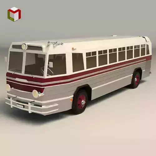 Low Poly Vintage Bus 04 Low-poly 3D model