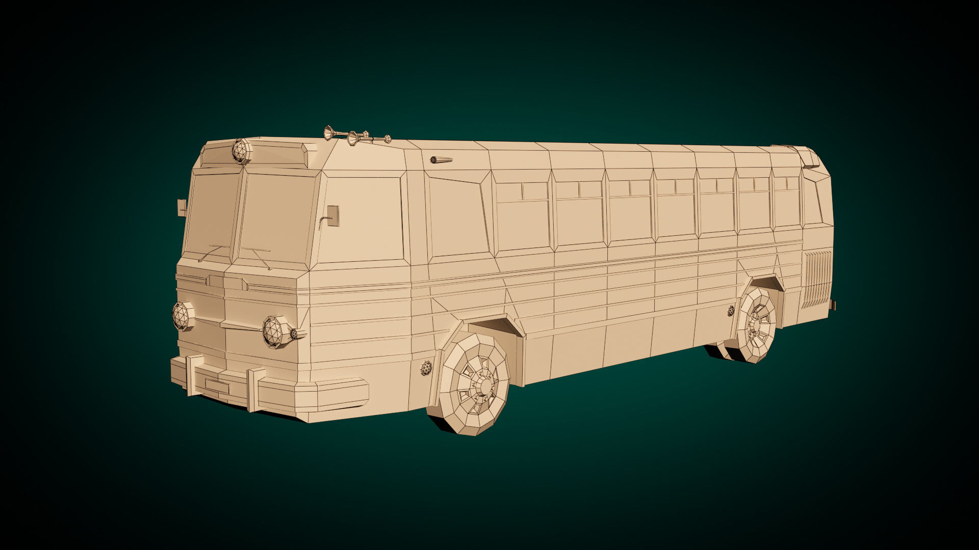 Low Poly Vintage Bus 04 Low-poly 3D model_13