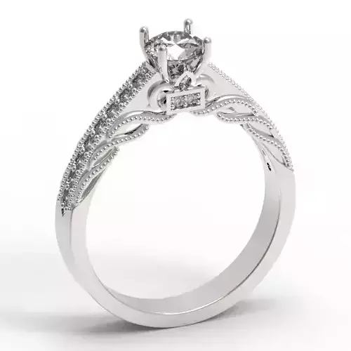 3DM Format Vintage style round cut diamond ring