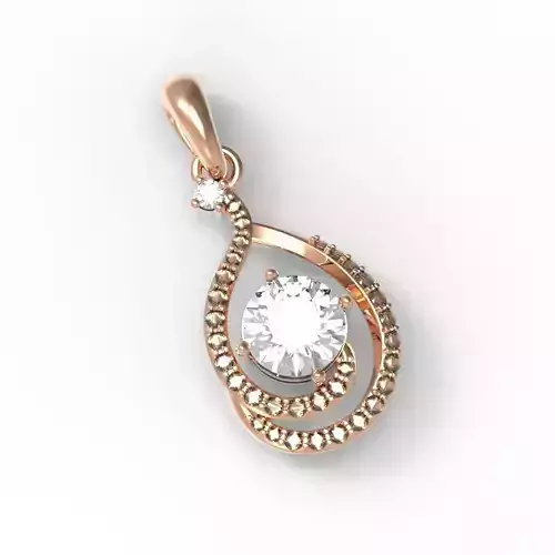 3DM Format Vintage round cut halo diamond pendant
