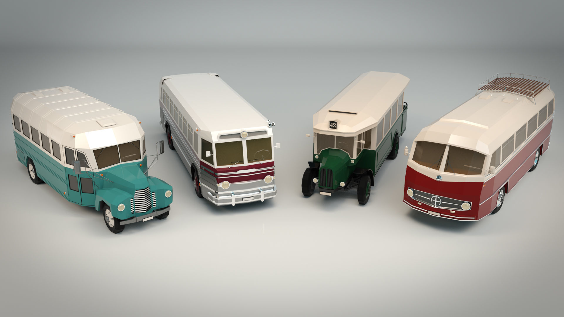 Low Poly Bus Pack 03 3D Model Collection_5