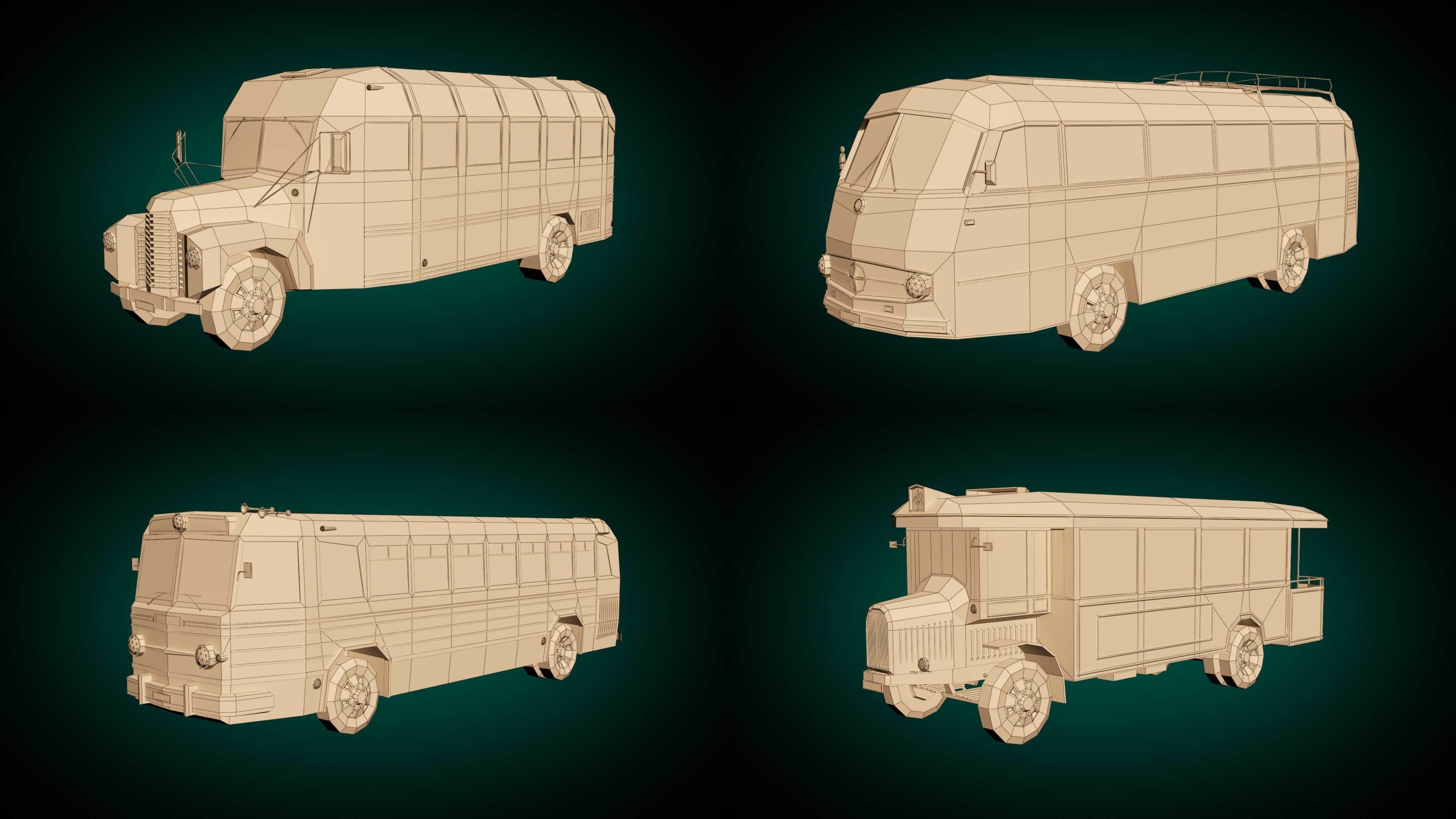 Low Poly Bus Pack 03 3D Model Collection_13