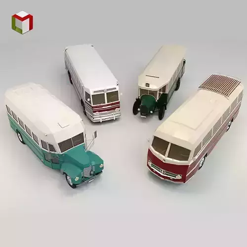 Low Poly Bus Pack 03 3D Model Collection