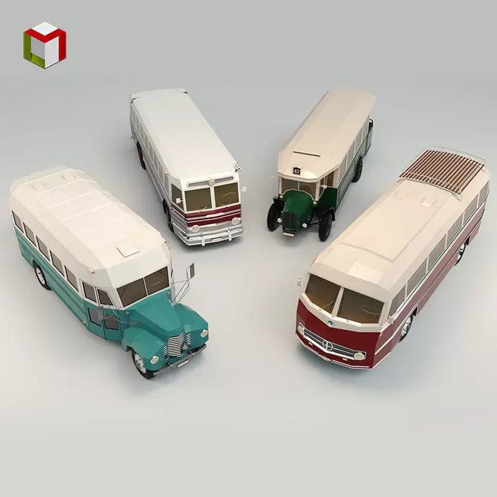 Low Poly Bus Pack 03 3D Model Collection_0