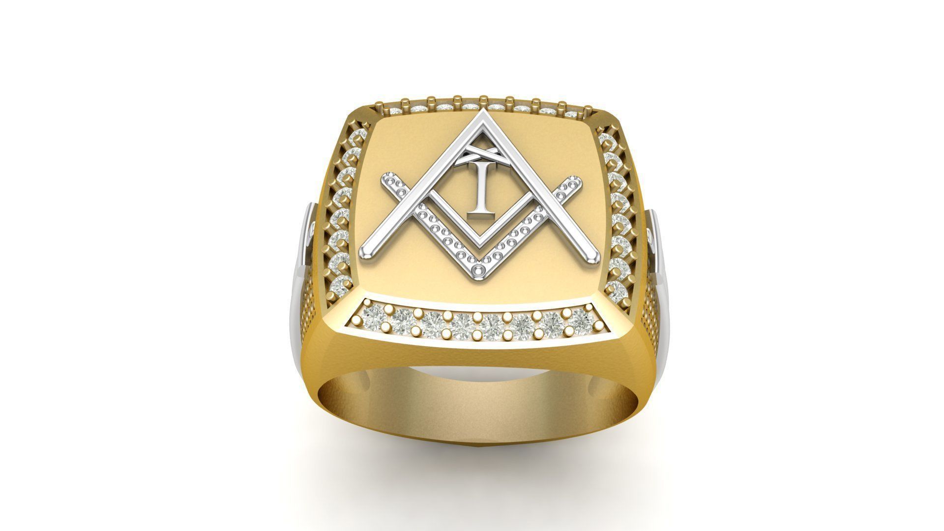 I - LETTER  SIGNET RING  3D print model_1