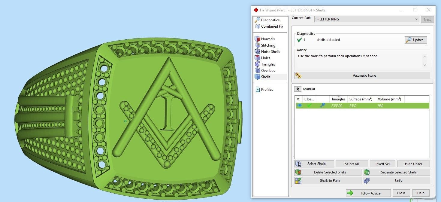 I - LETTER  SIGNET RING  3D print model_9