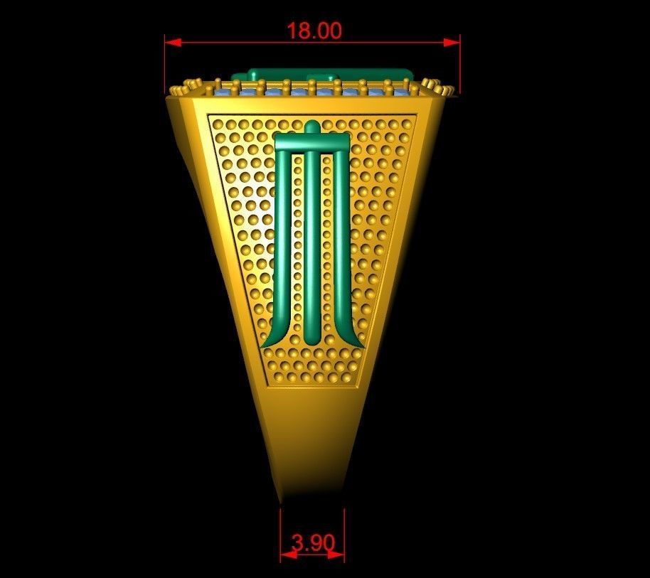 I - LETTER  SIGNET RING  3D print model_7