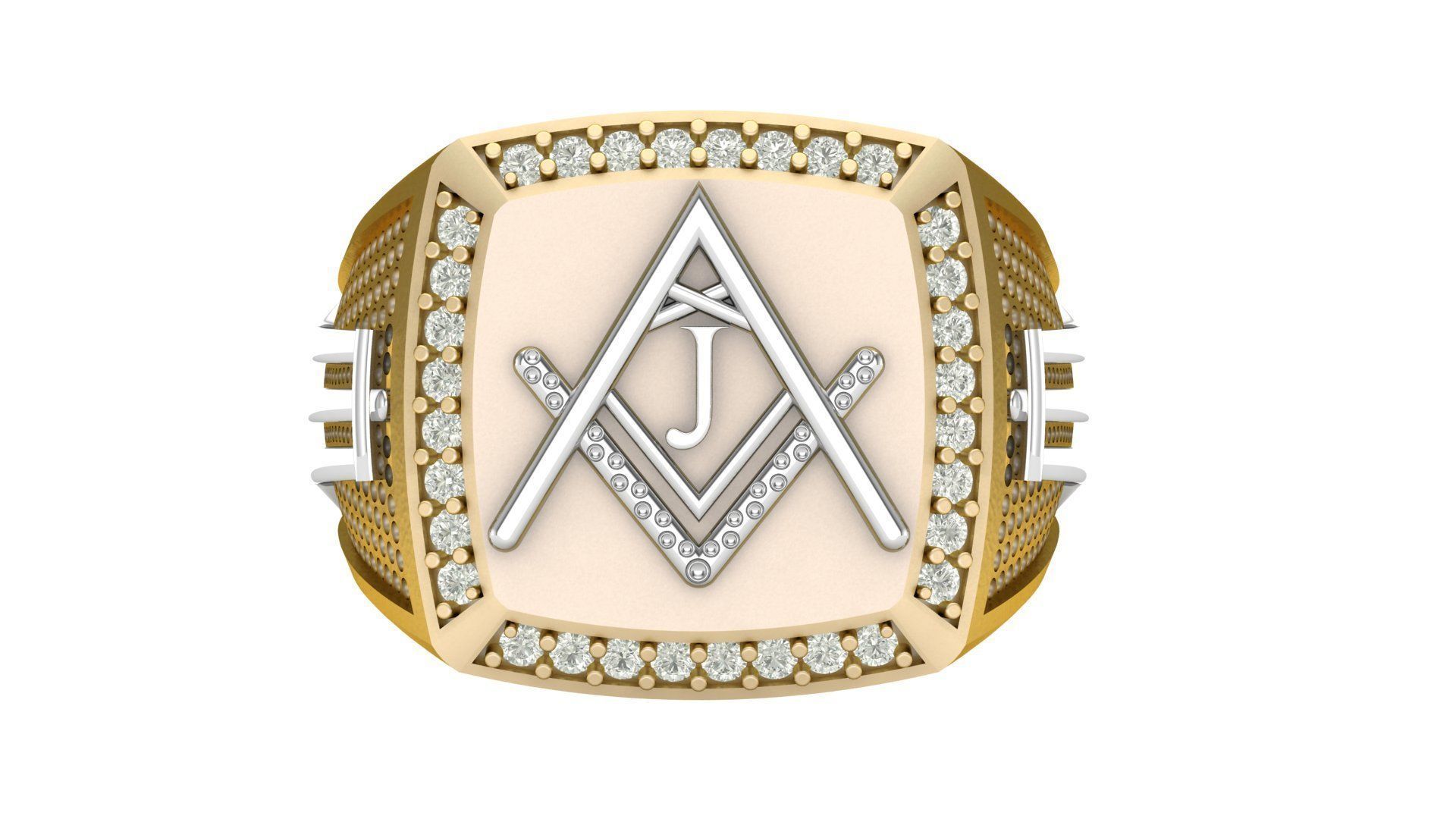 J - LETTER  SIGNET RING 3D print model_3