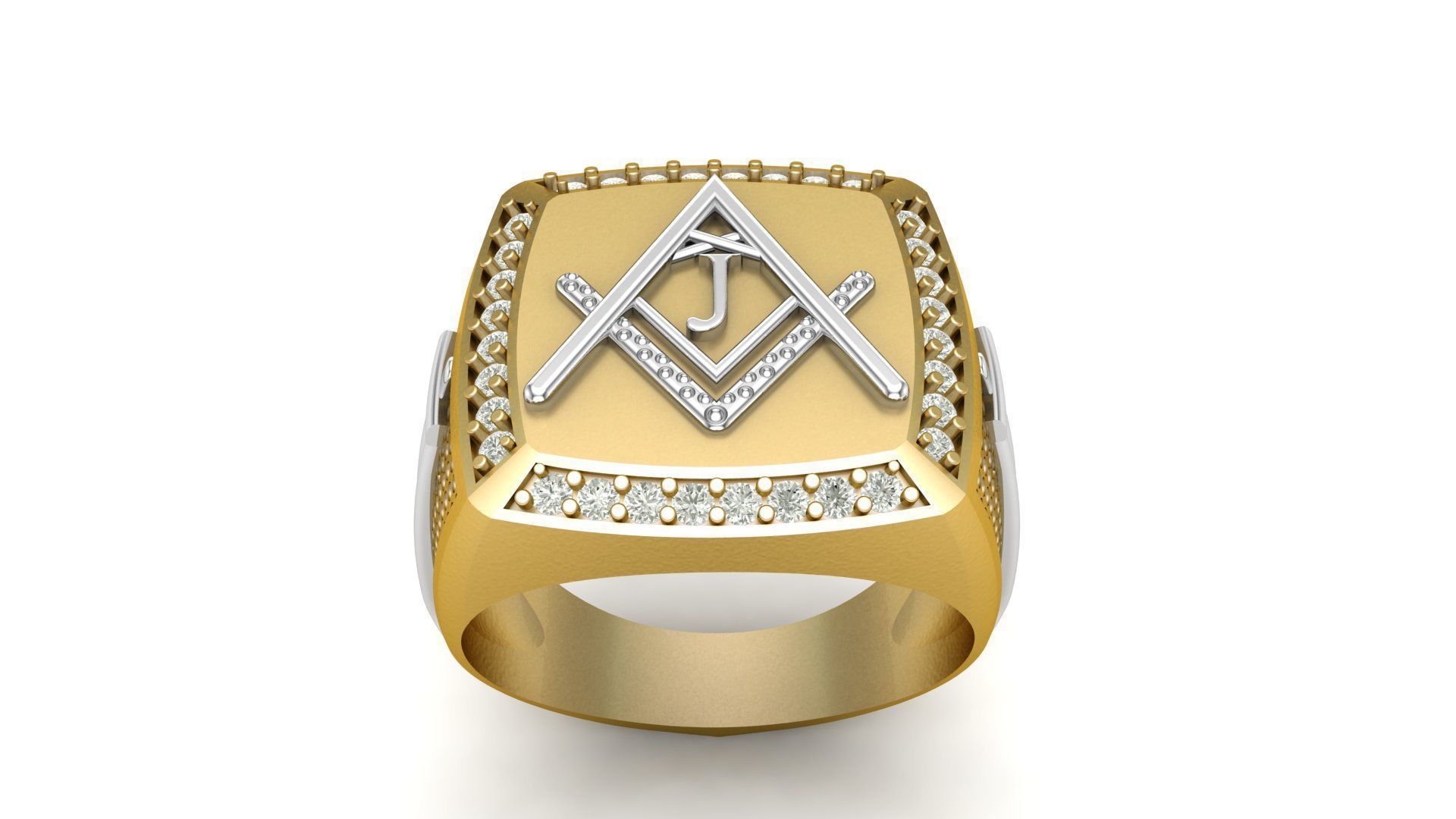 J - LETTER  SIGNET RING 3D print model_6