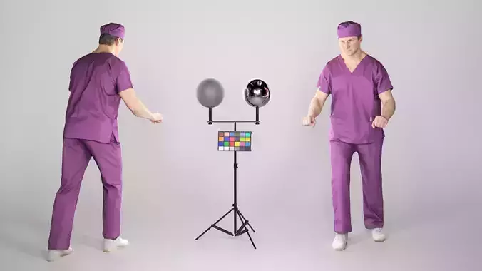 Surgical doctor moving a medical bed 93 Low-poly 3D model