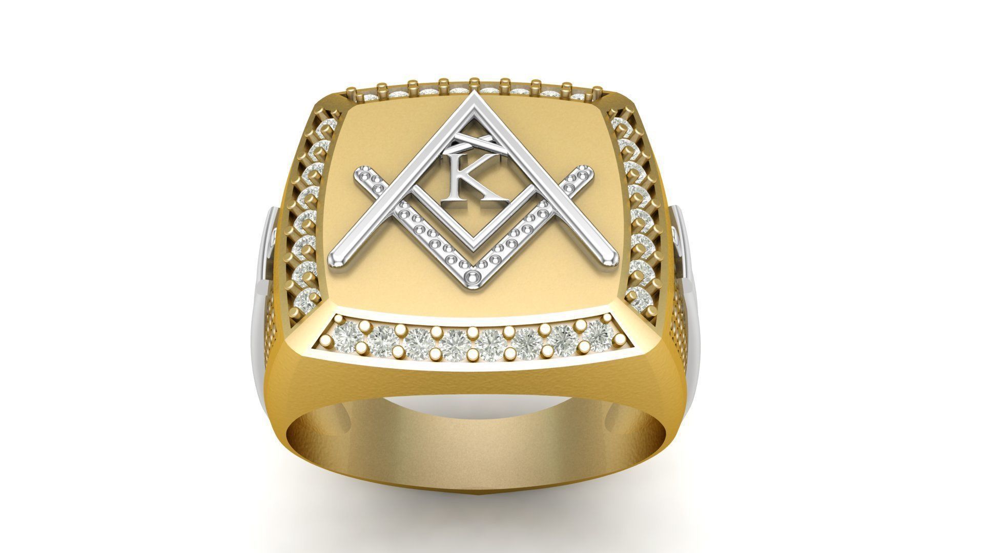 K - LETTER  SIGNET RING 3D print model_1