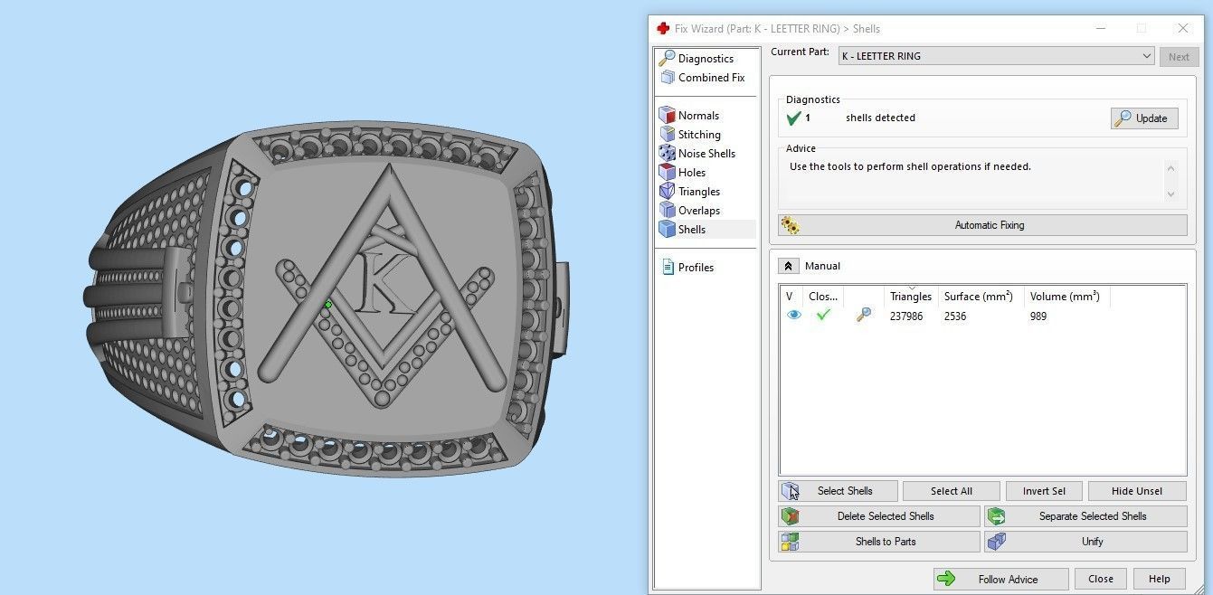 K - LETTER  SIGNET RING 3D print model_8