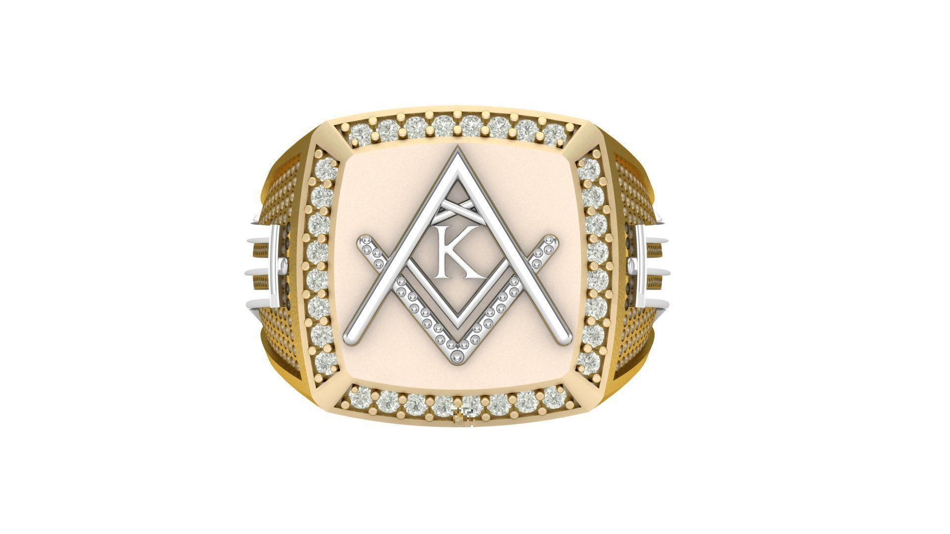 K - LETTER  SIGNET RING 3D print model_3