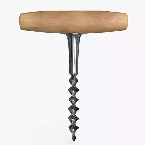 Wooden Handle Corkscrew Low-poly 3D model