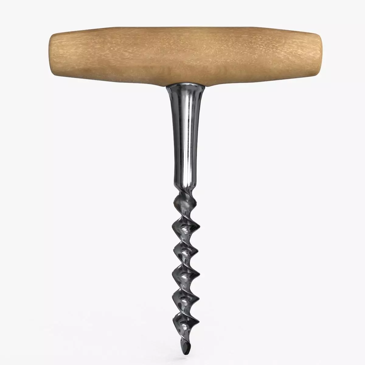 Wooden Handle Corkscrew Low-poly 3D model_0