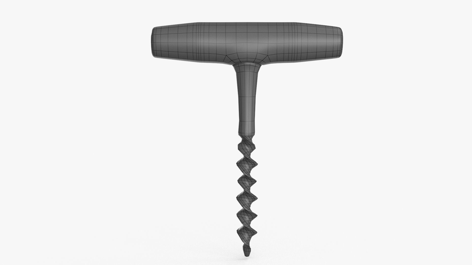 Wooden Handle Corkscrew Low-poly 3D model_17