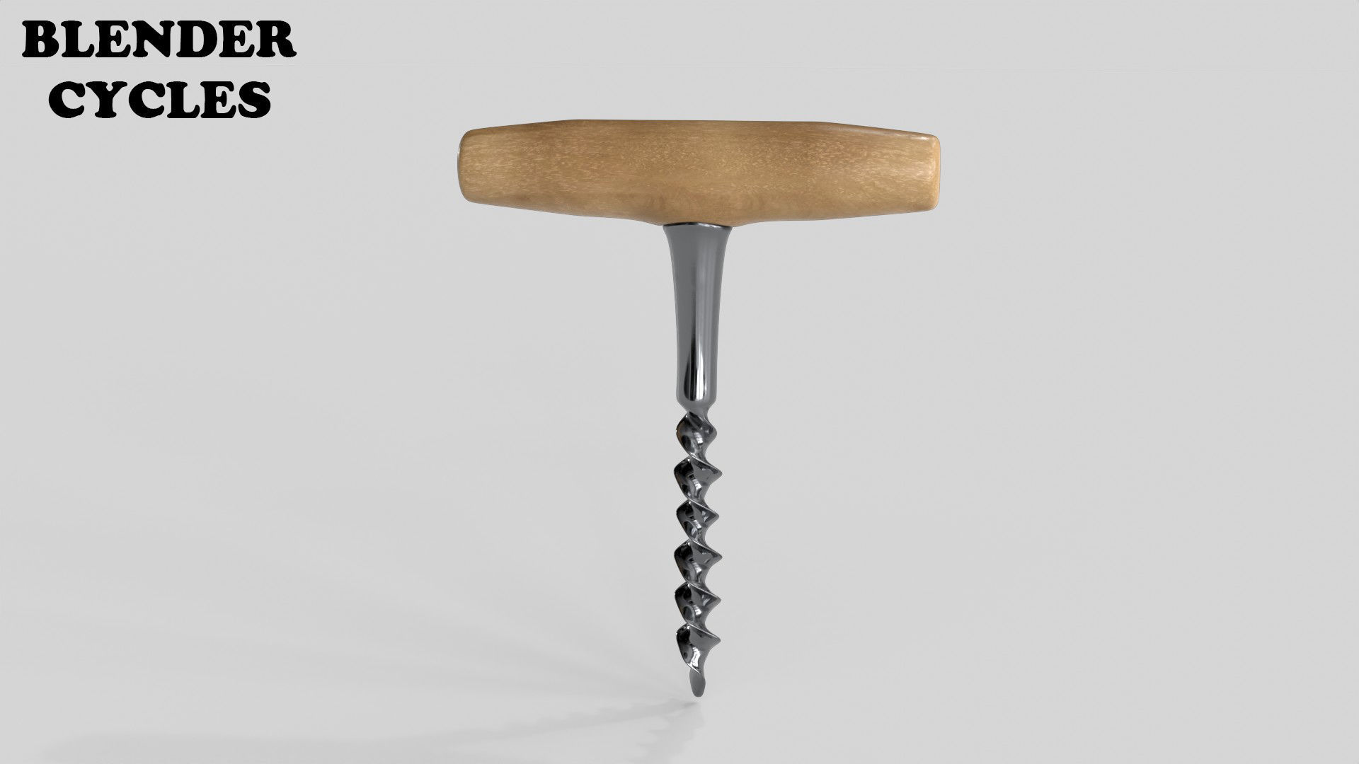 Wooden Handle Corkscrew Low-poly 3D model_16