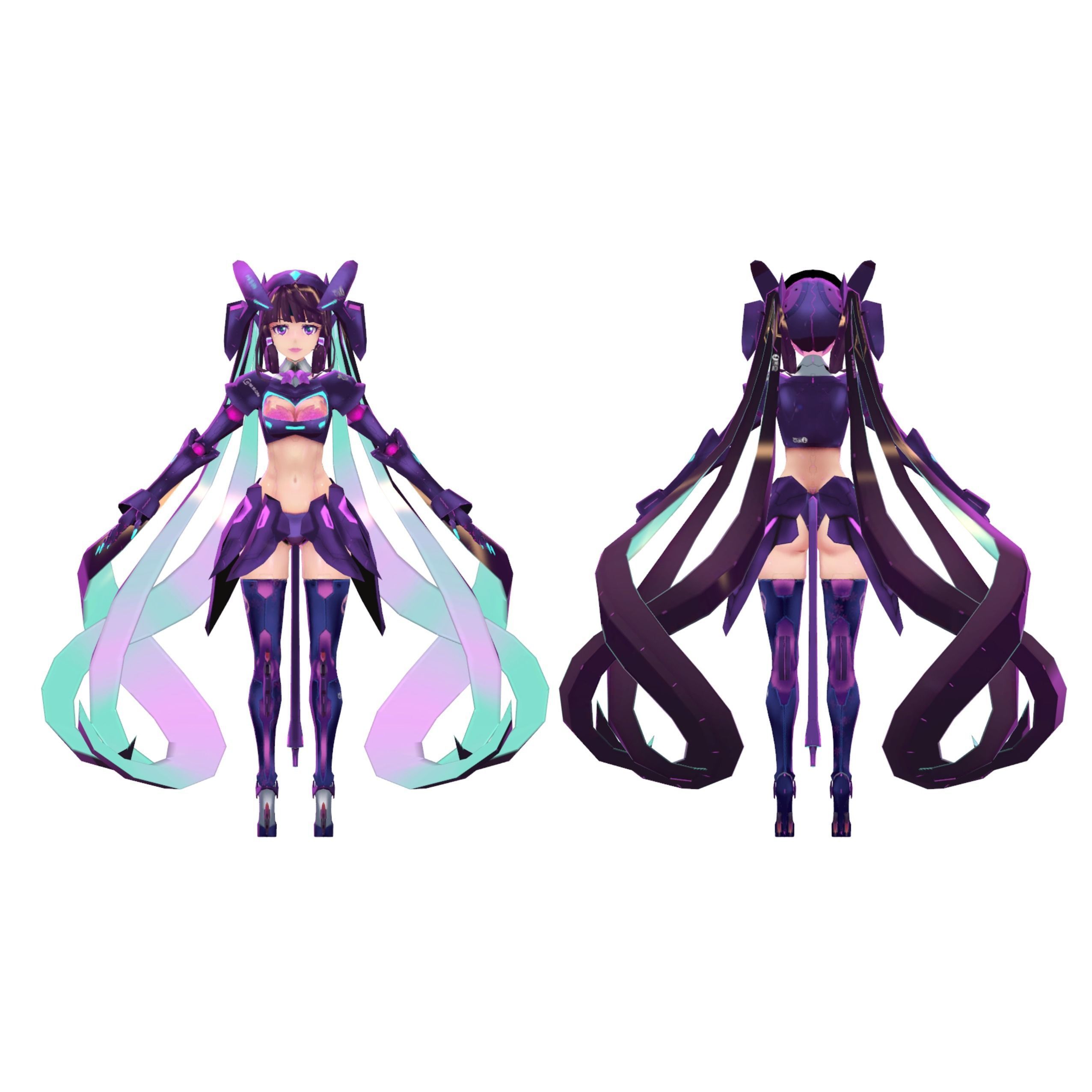 low-poly mech girl  Se-2Re Low-poly 3D model_4