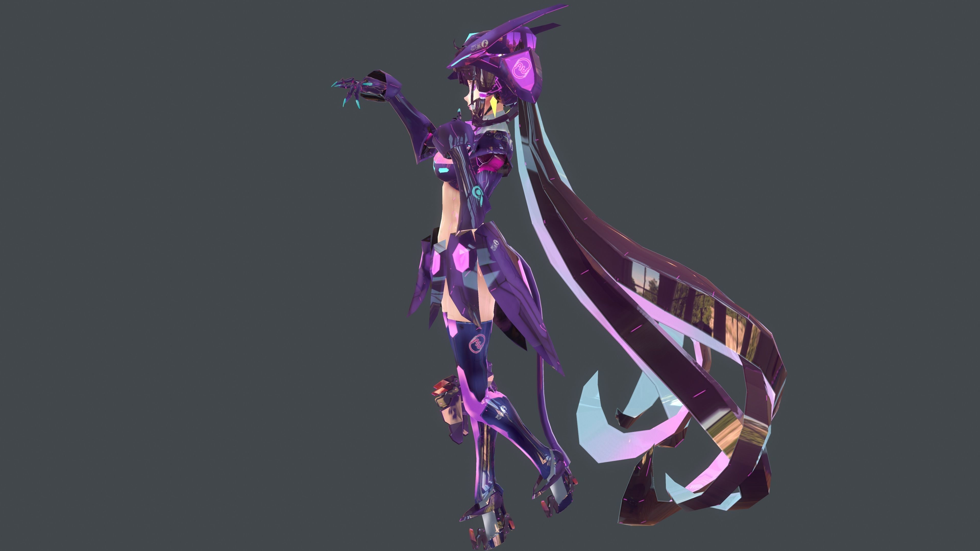 low-poly mech girl  Se-2Re Low-poly 3D model_9