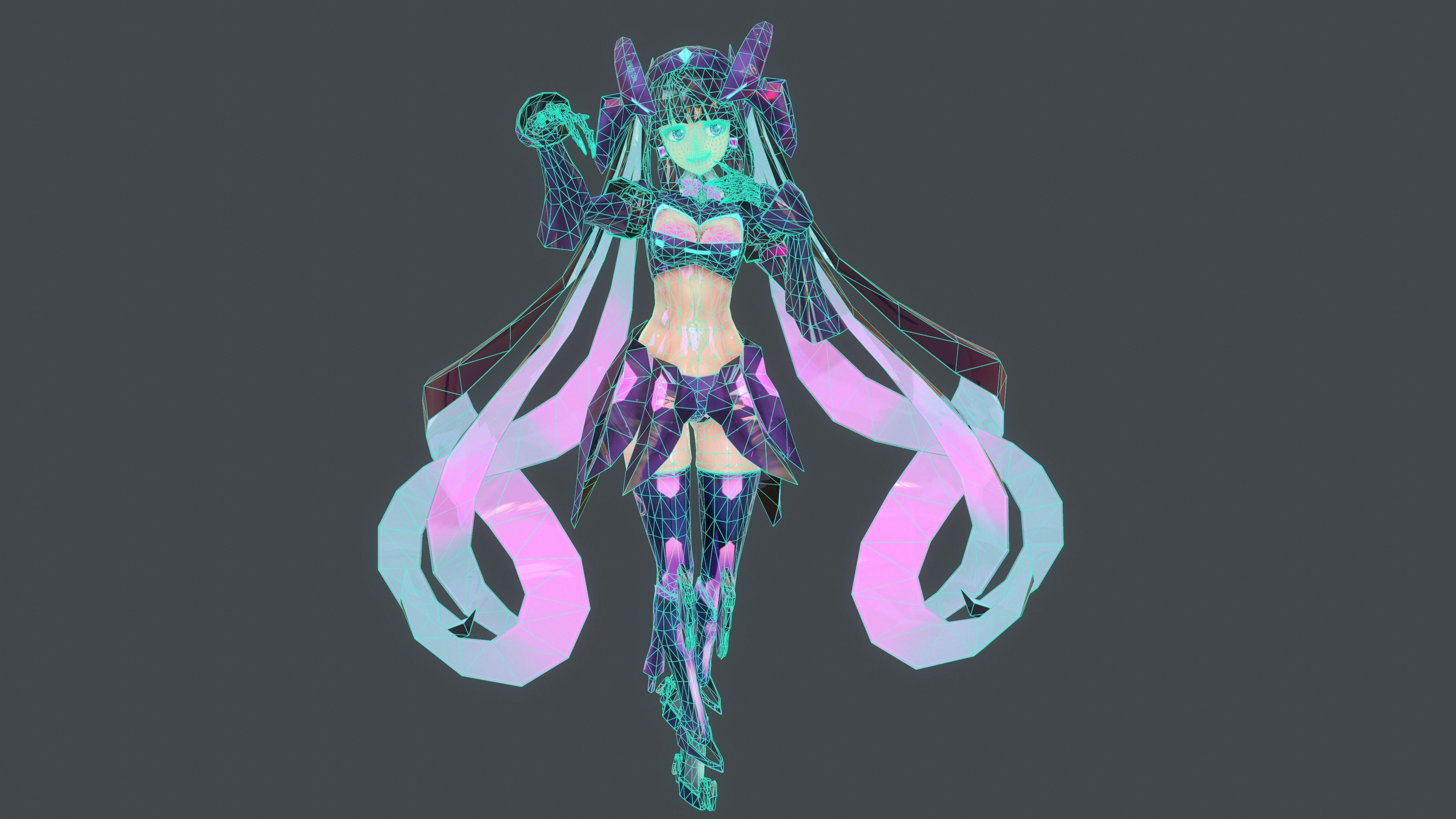 low-poly mech girl  Se-2Re Low-poly 3D model_5