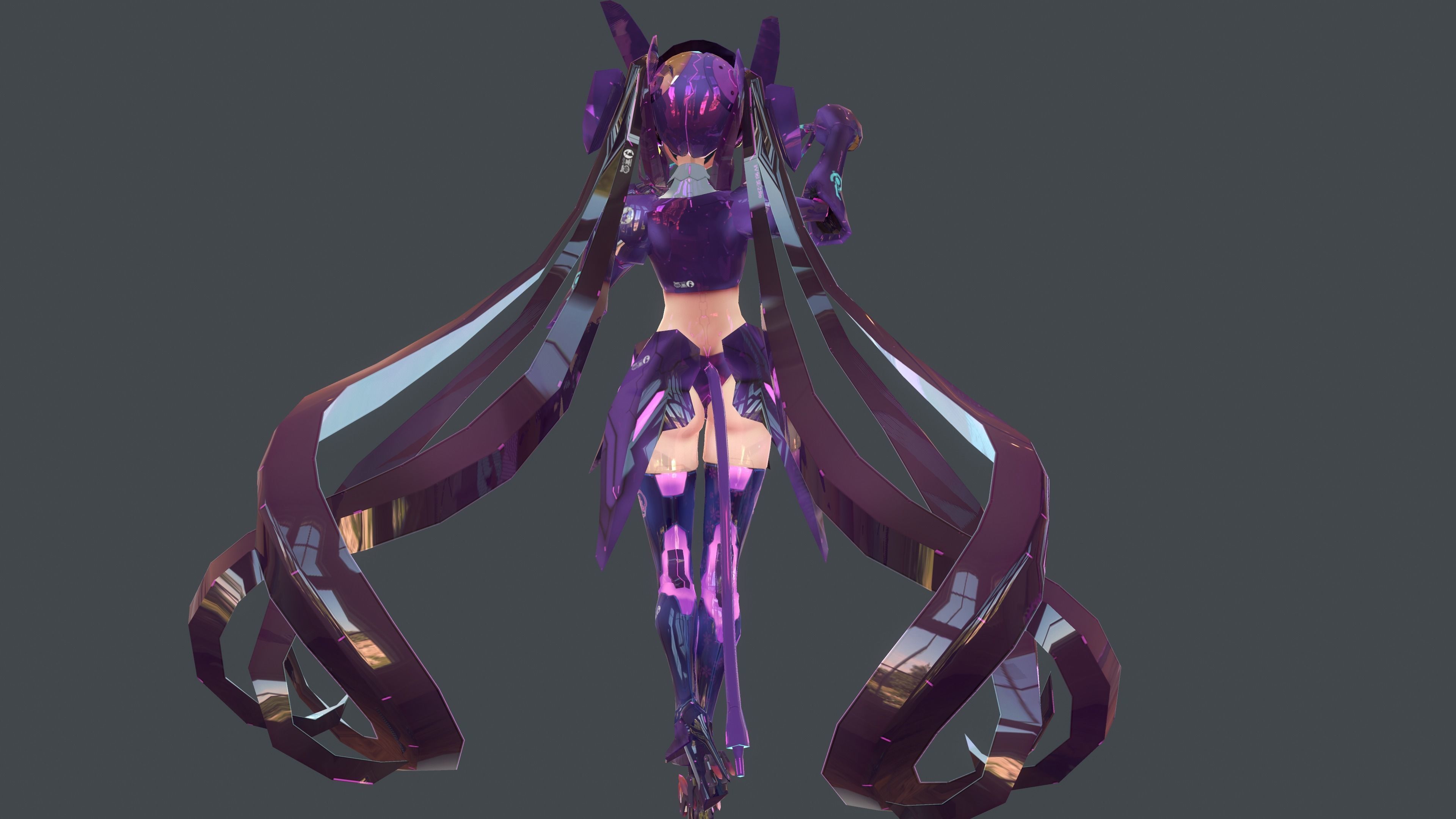 low-poly mech girl  Se-2Re Low-poly 3D model_12