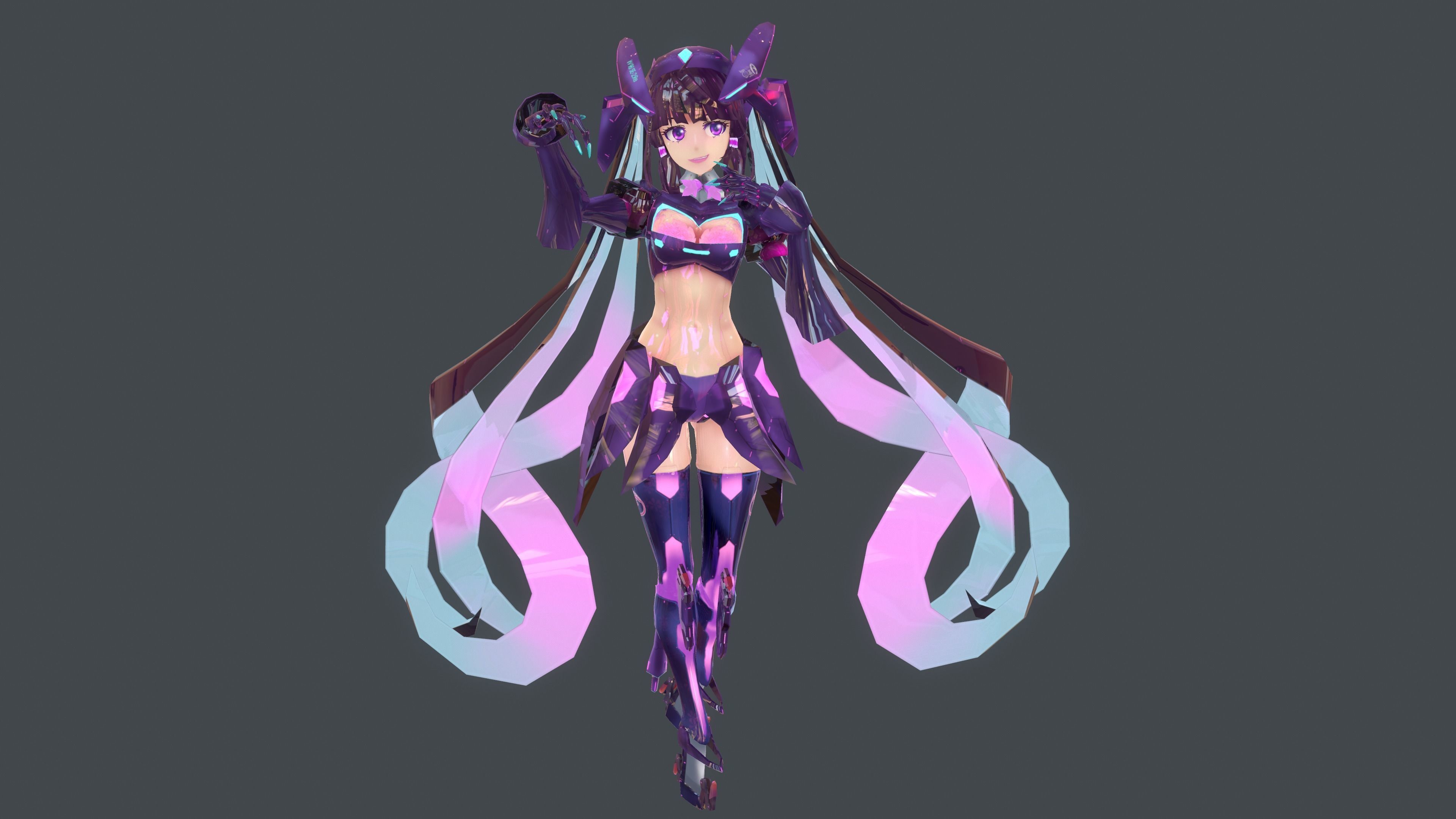 low-poly mech girl  Se-2Re Low-poly 3D model_10