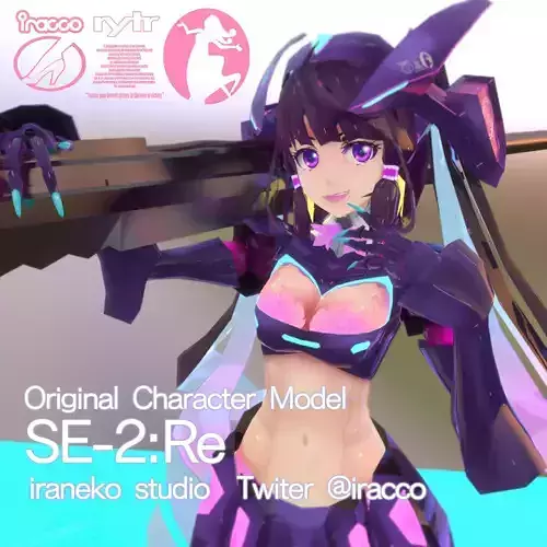 low-poly mech girl  Se-2Re Low-poly 3D model