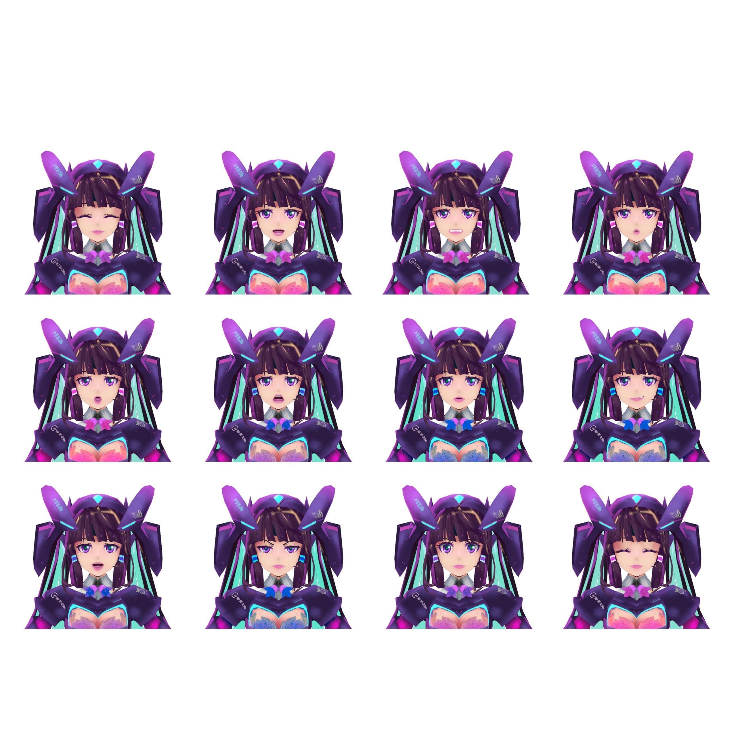 low-poly mech girl  Se-2Re Low-poly 3D model_3