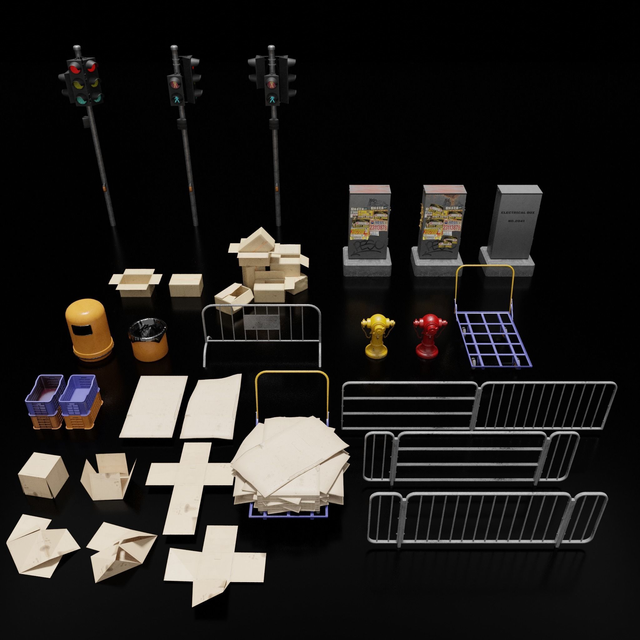 Hong Kong Street Props Pack FBX format 3D model_2