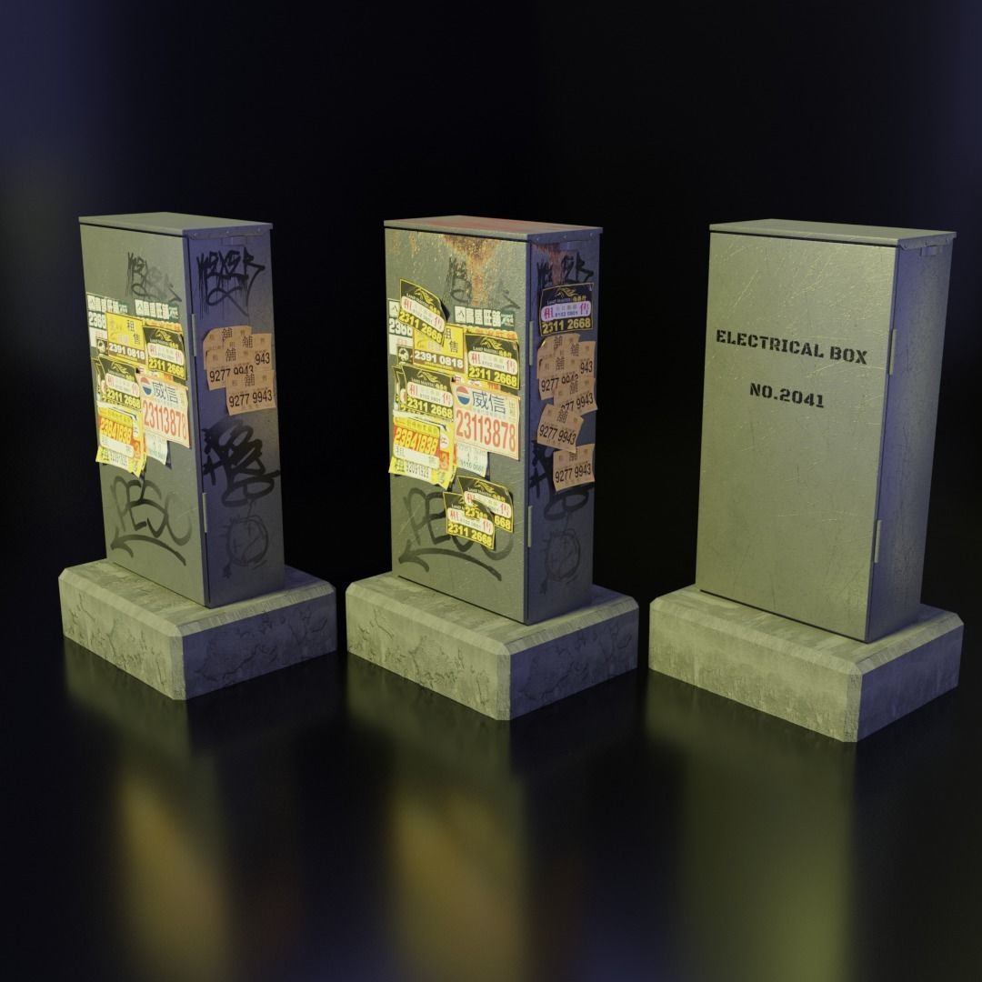 Hong Kong Street Props Pack FBX format 3D model_4