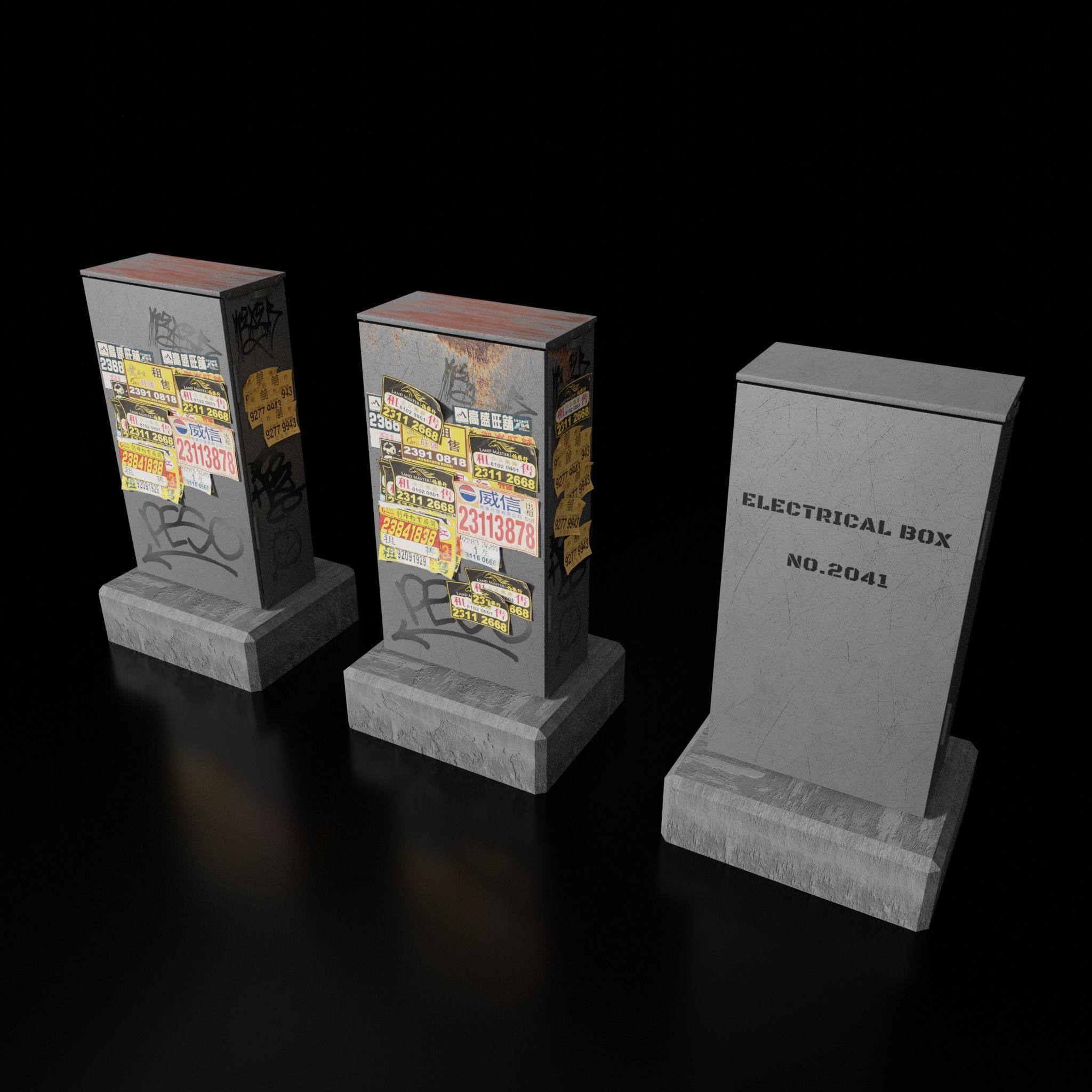 Hong Kong Street Props Pack FBX format 3D model_6