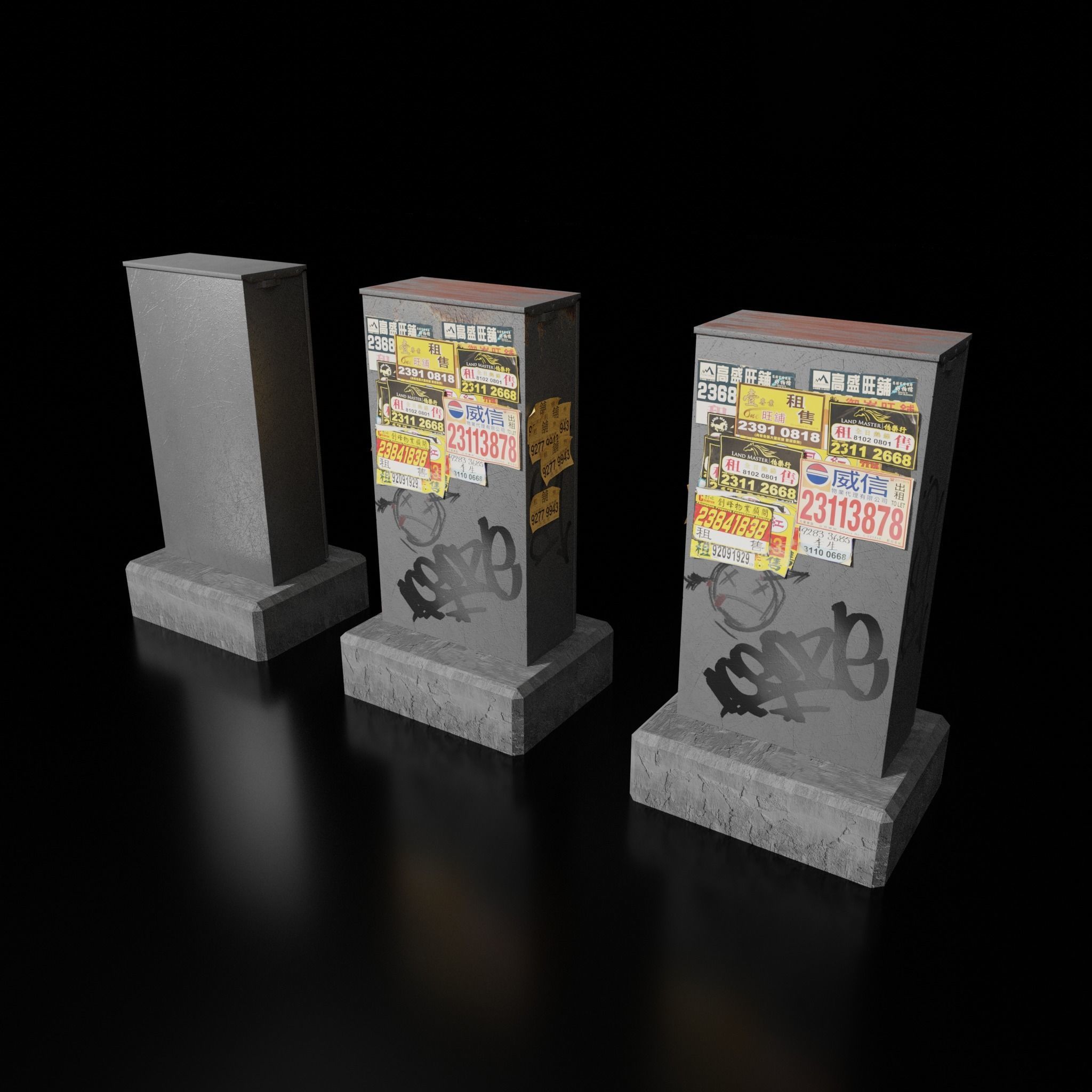 Hong Kong Street Props Pack FBX format 3D model_5