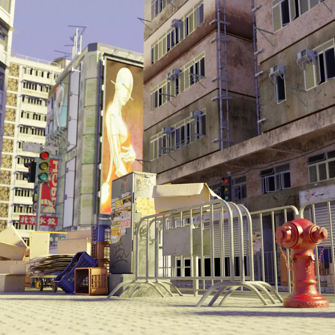 Hong Kong Street Props Pack FBX format 3D model_0