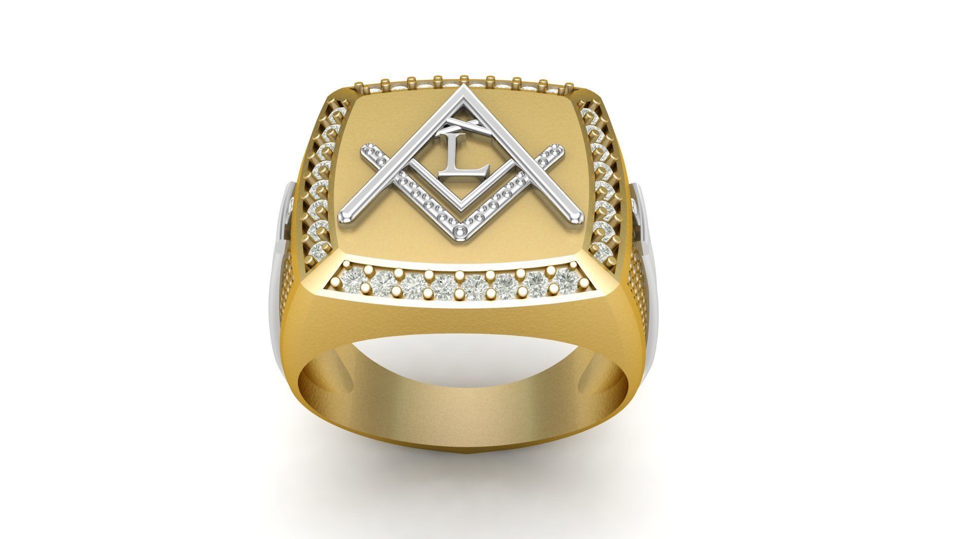 L - LETTER  SIGNET RING 3D print model_1