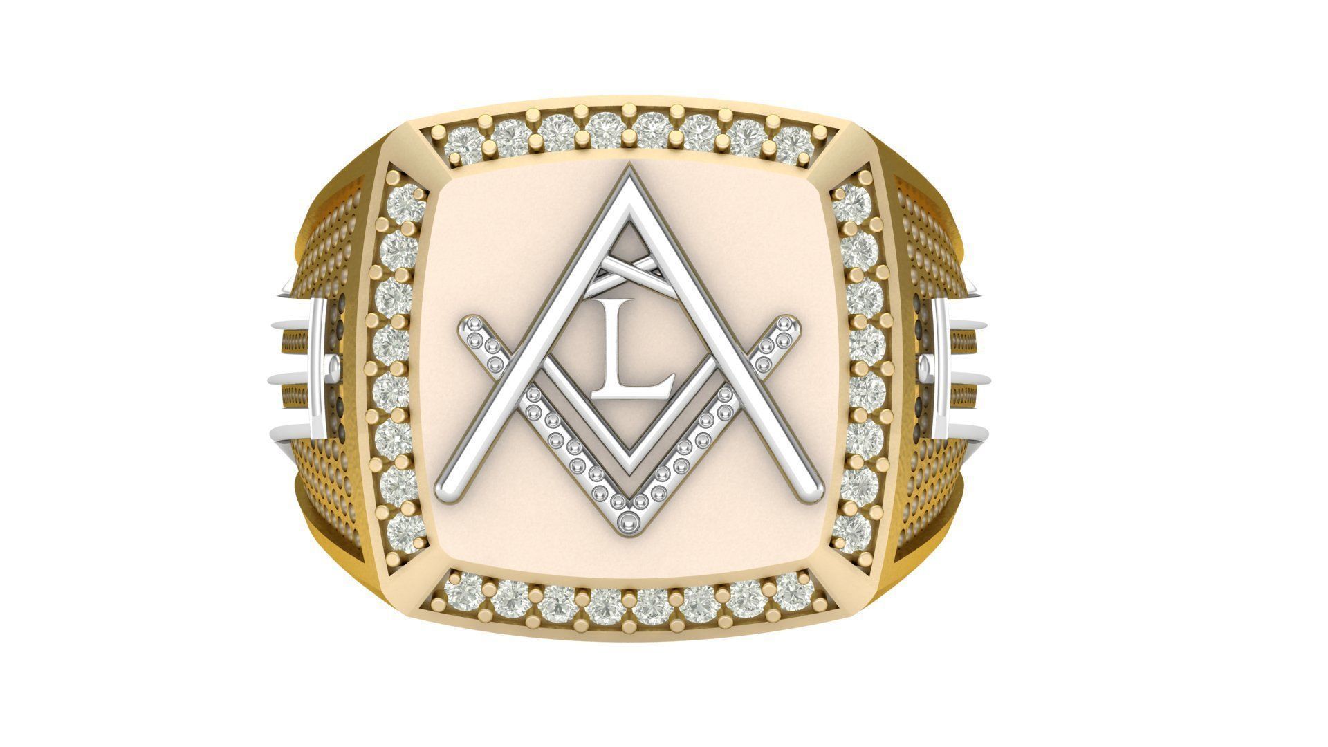 L - LETTER  SIGNET RING 3D print model_3