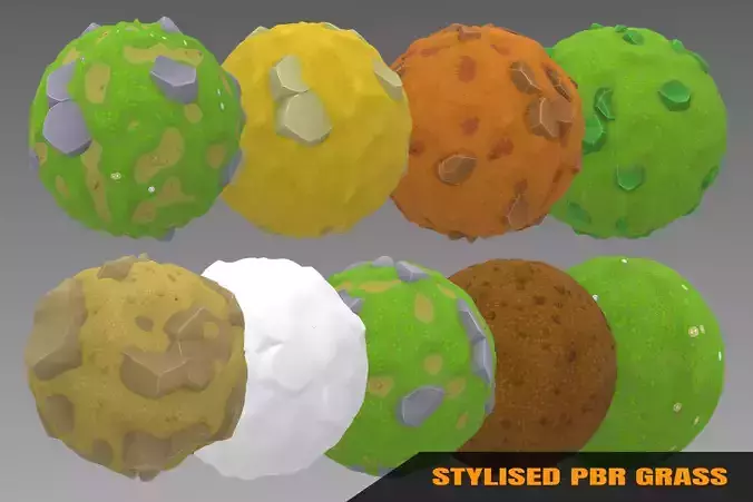 Grass - Stylised PBR Texture - Material 3D model