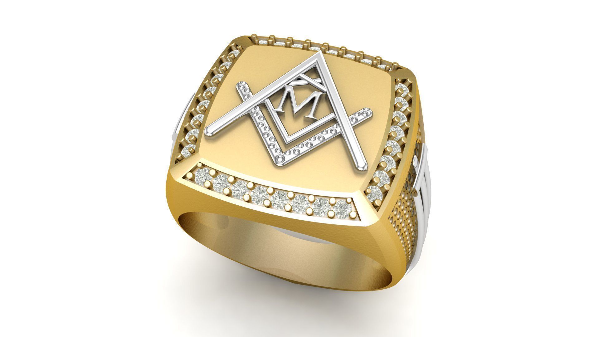 M - LETTER  SIGNET RING 3D print model_1