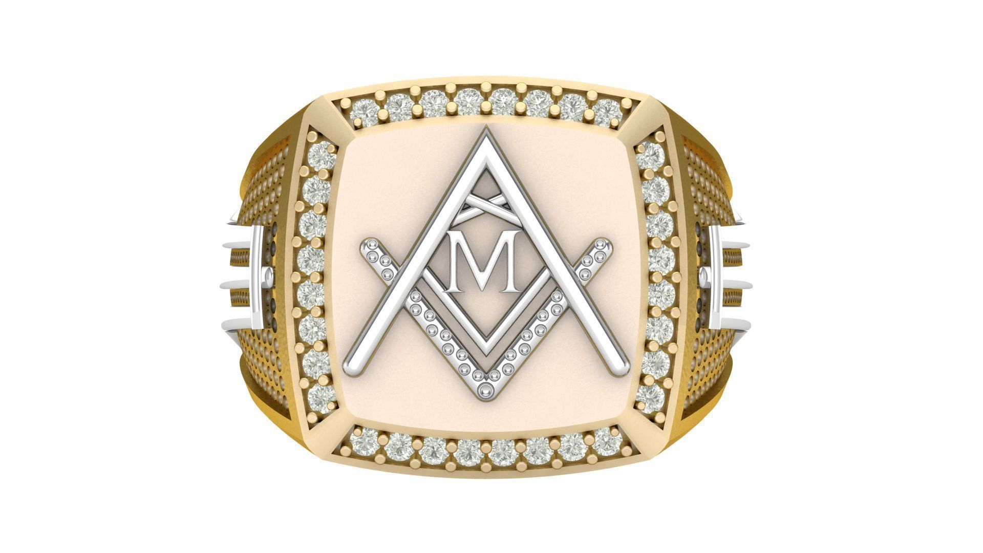M - LETTER  SIGNET RING 3D print model_3