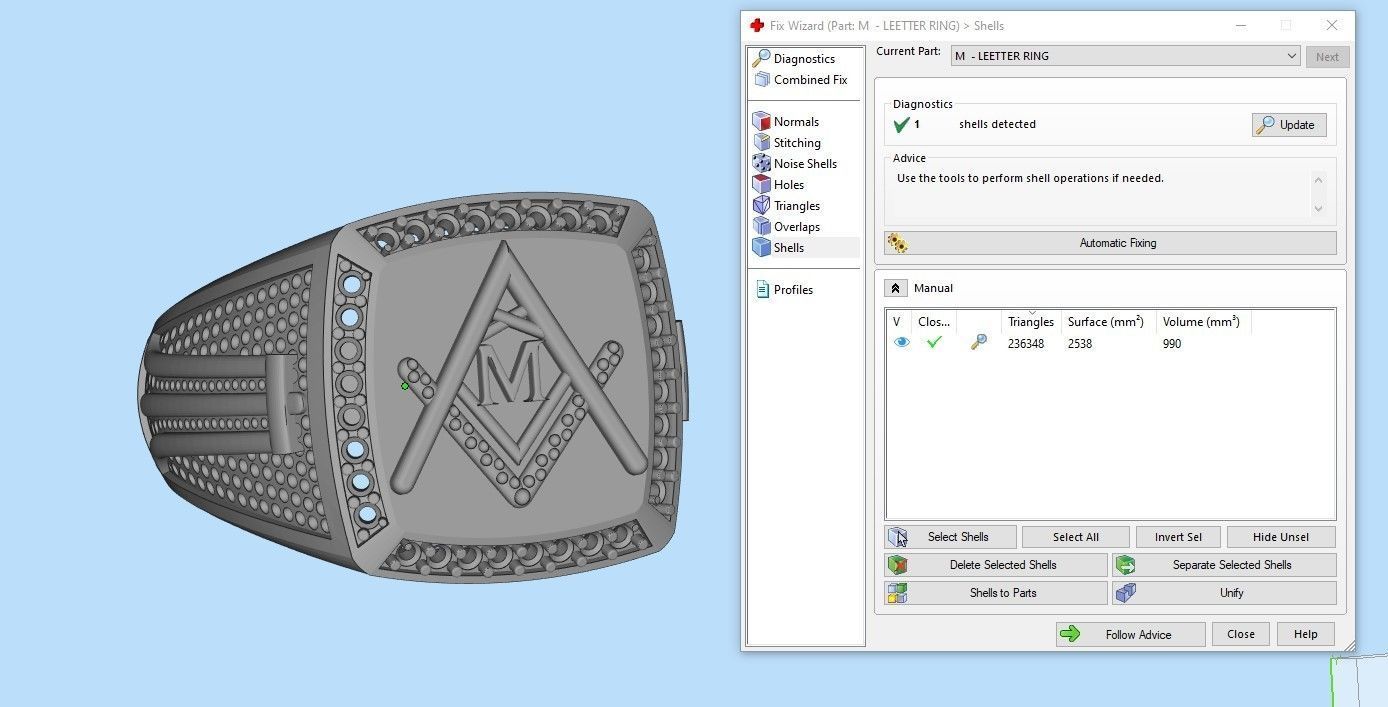 M - LETTER  SIGNET RING 3D print model_9
