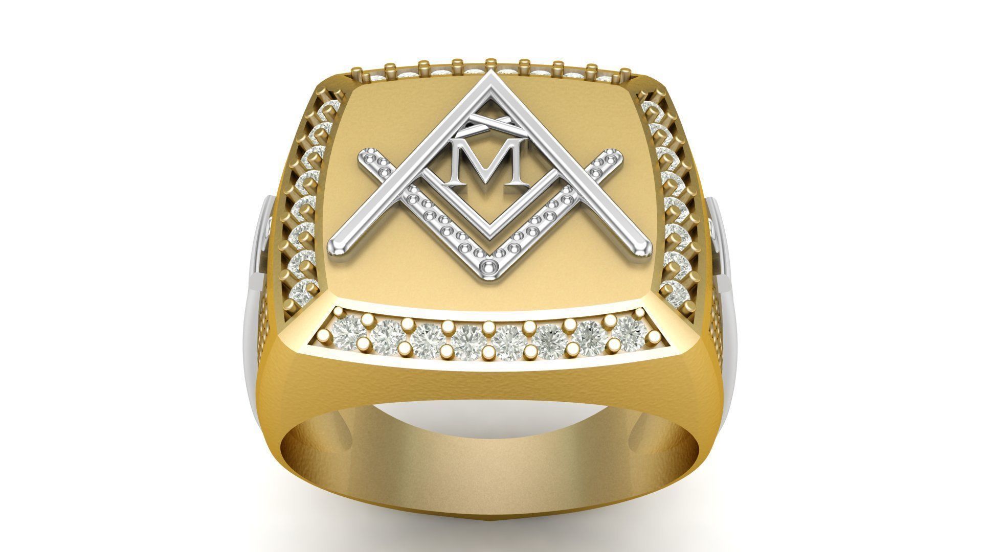 M - LETTER  SIGNET RING 3D print model_2