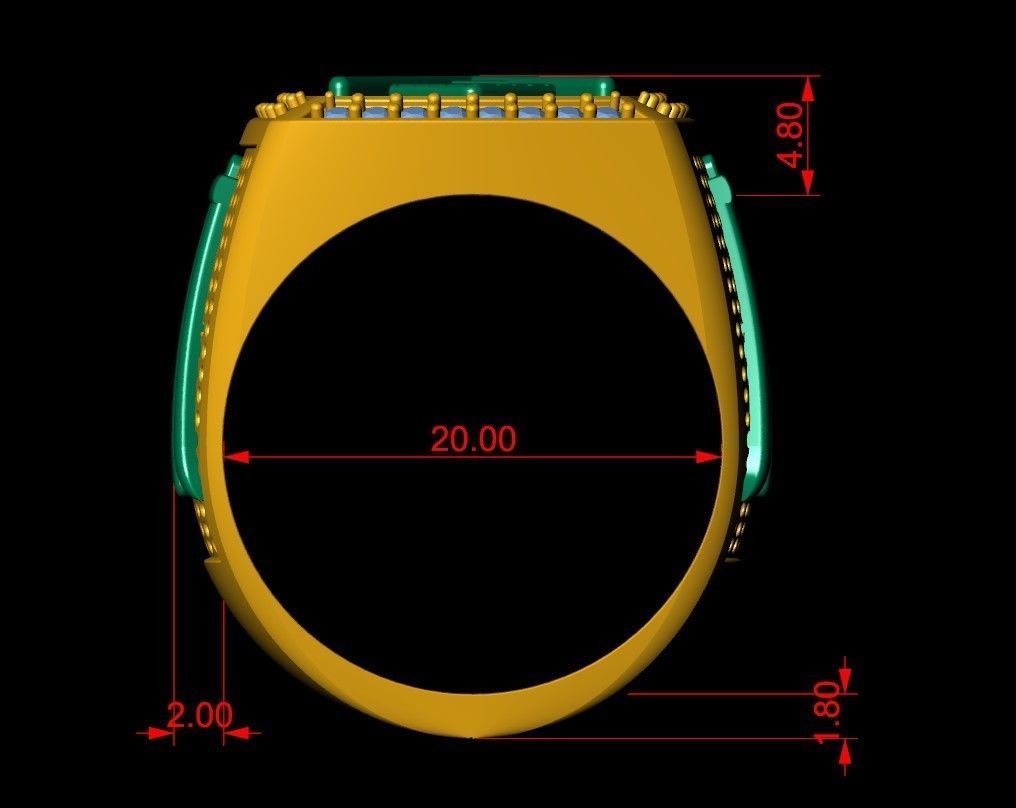 M - LETTER  SIGNET RING 3D print model_7