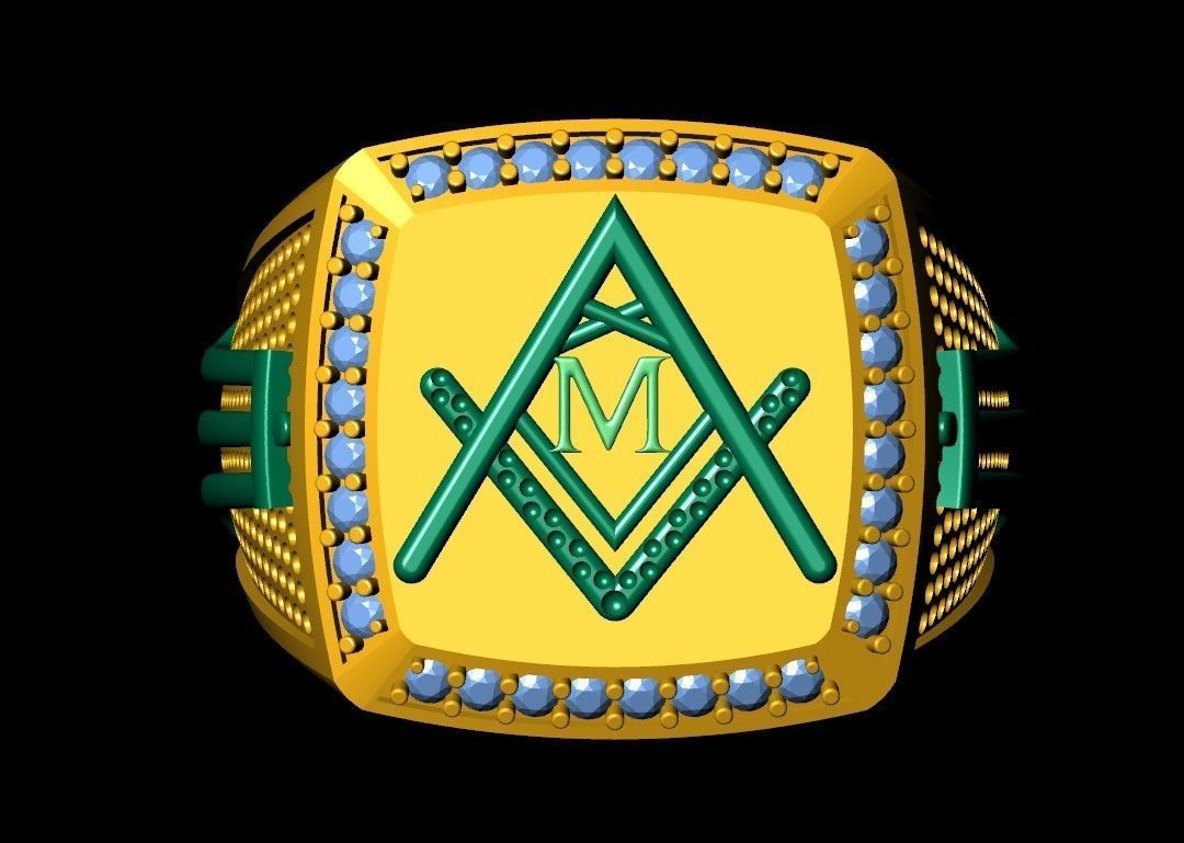 M - LETTER  SIGNET RING 3D print model_6