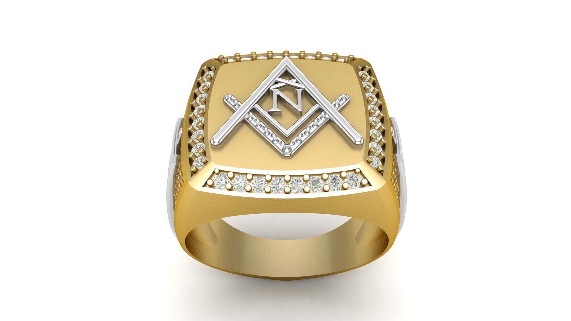 N - LETTER  SIGNET RING 3D print model_1