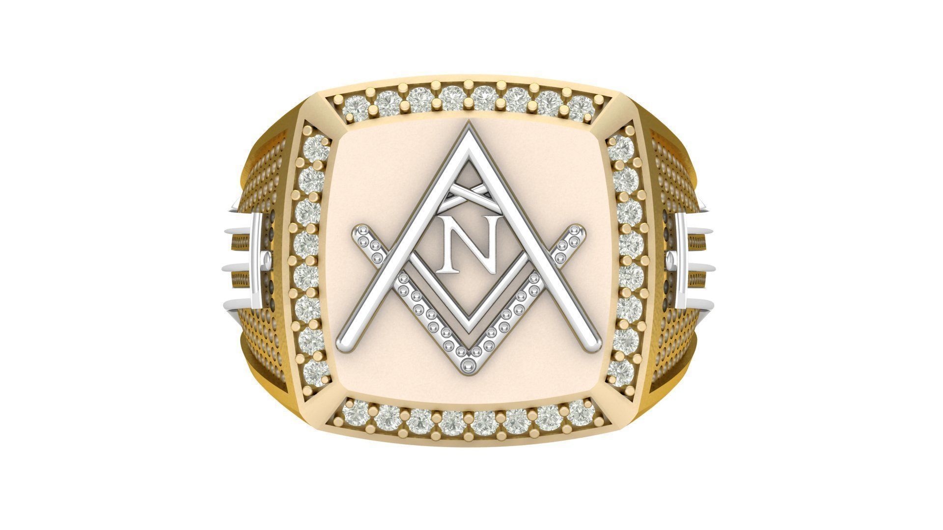 N - LETTER  SIGNET RING 3D print model_3