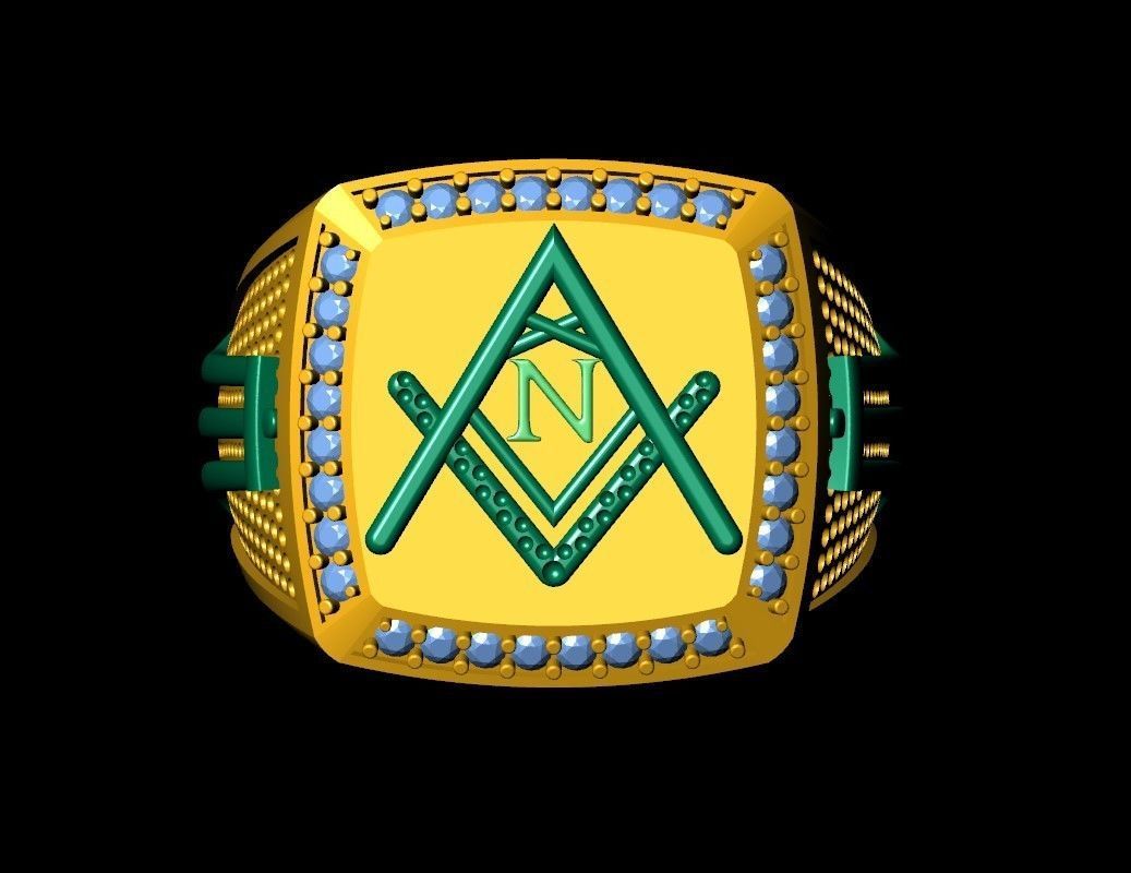 N - LETTER  SIGNET RING 3D print model_6