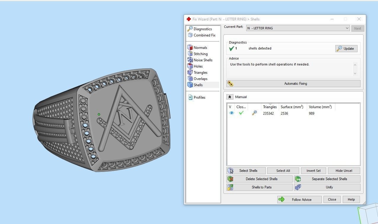 N - LETTER  SIGNET RING 3D print model_9