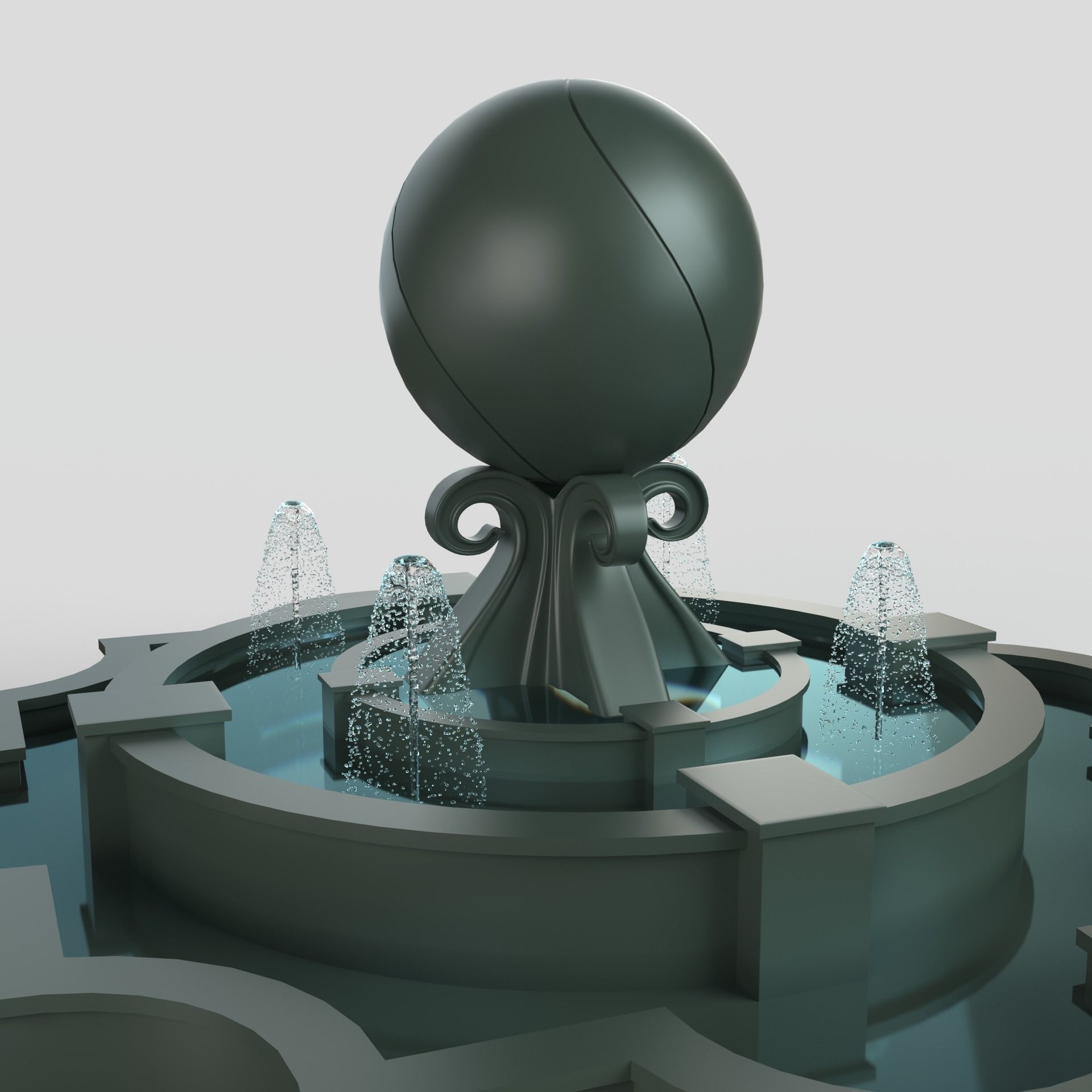 Fountain octopus 3D model_4