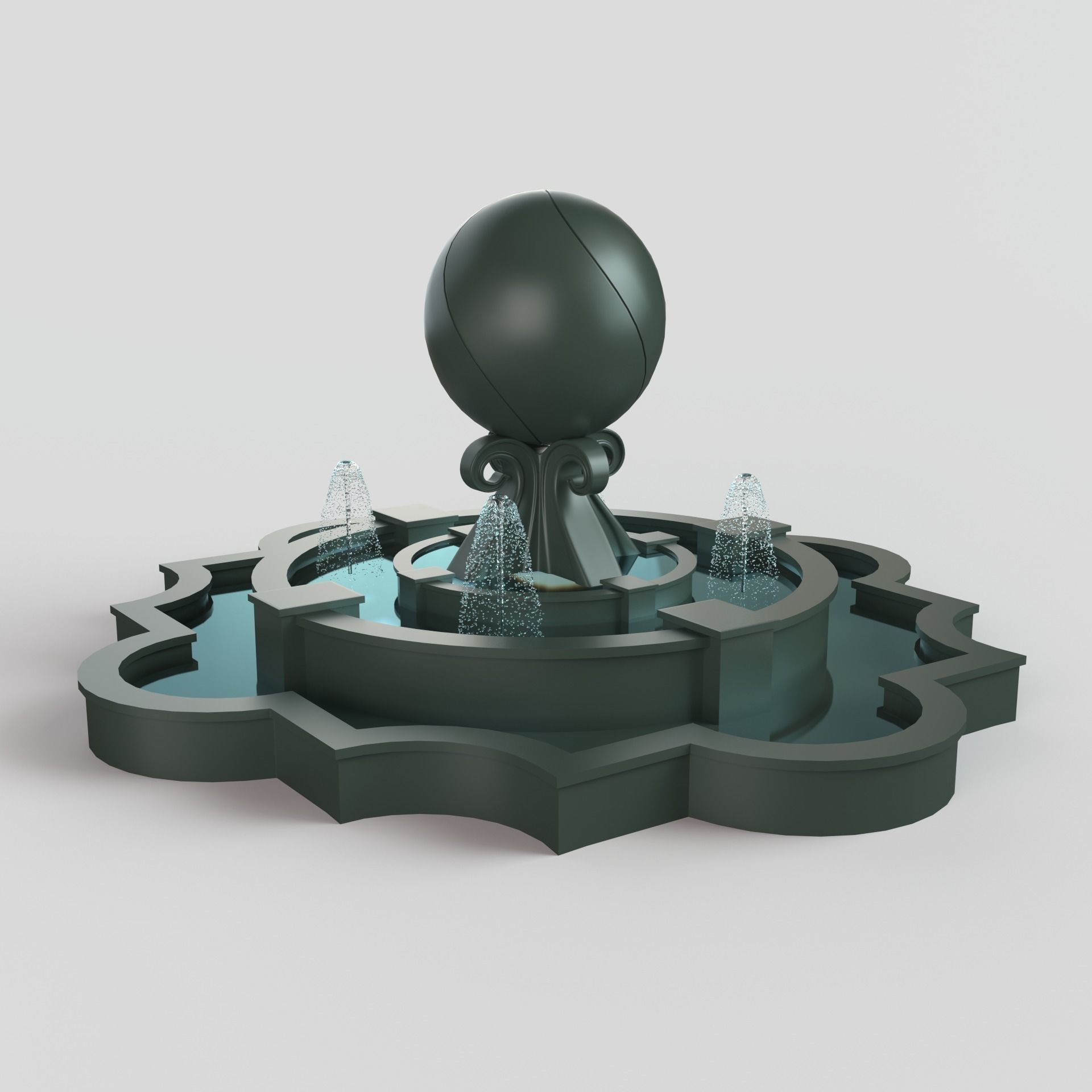 Fountain octopus 3D model_1