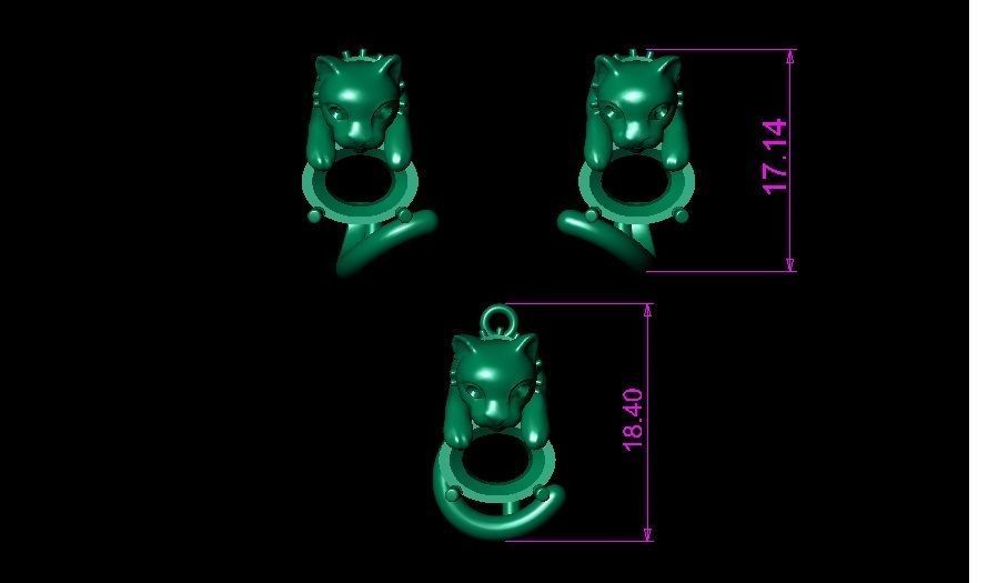 CAT NECKLACES AND EARRING 3D print model_18